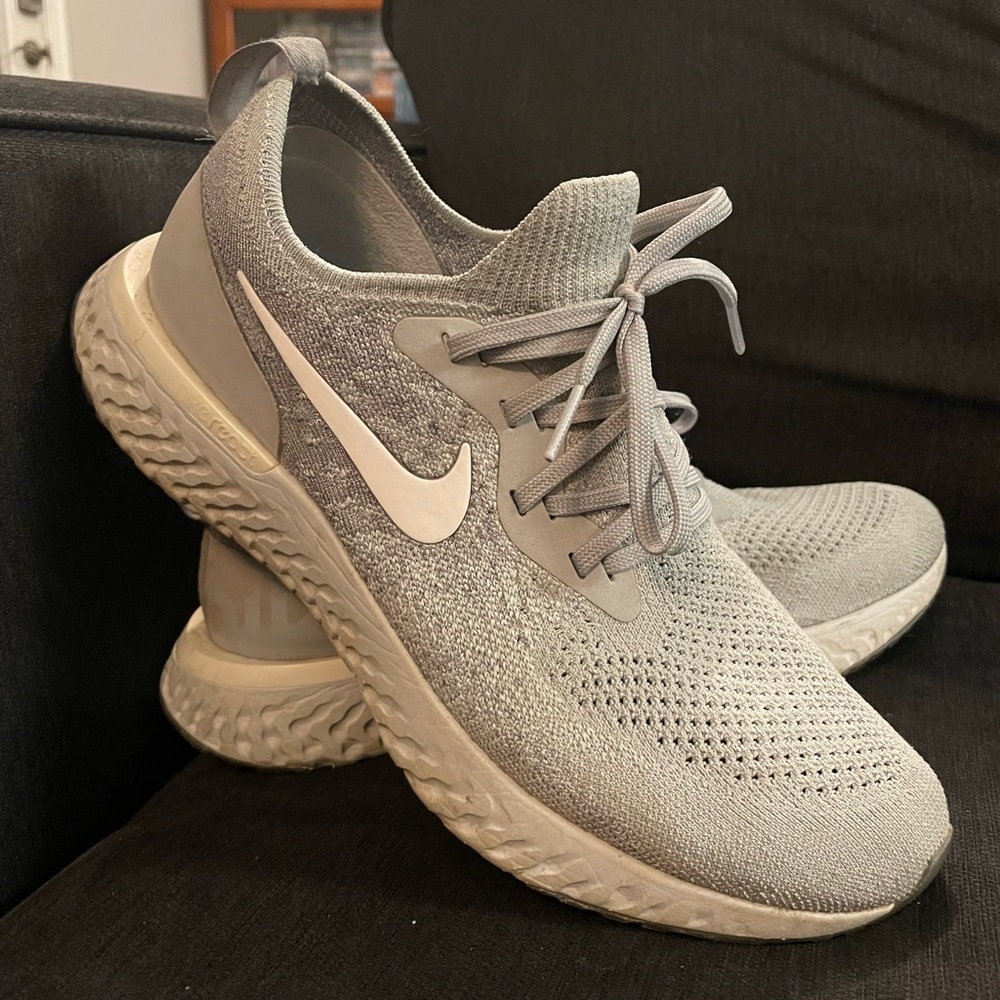 Light Gray Nike Epic React Flyknit Running Shoes (Womens 9.5)